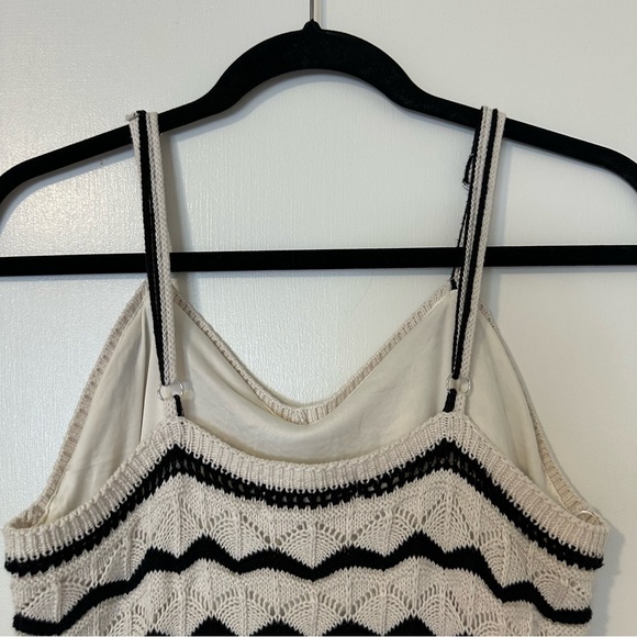 Lucky Brand Crochet Midi Dress Sleeveless White Black Womens Large - Picture 6 of 9